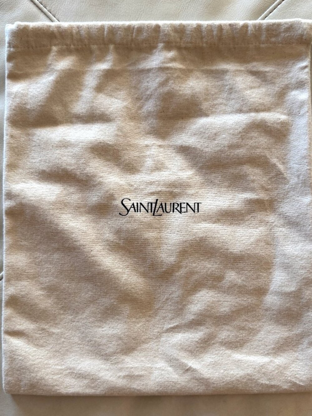 Authentic Saint Laurent Cream Cotton Dust Bag 16x13 Drawstring Replacement Pouch